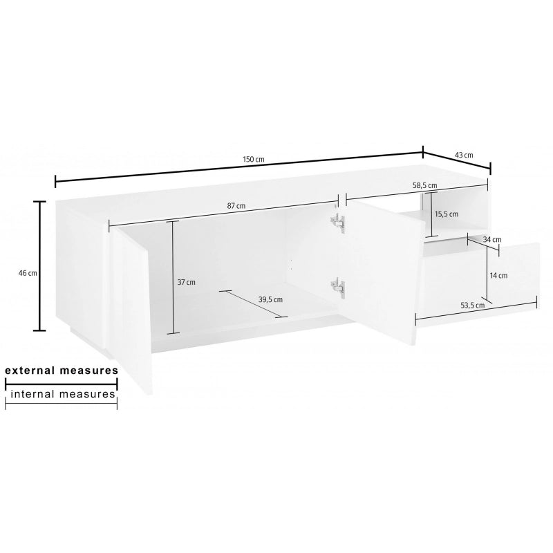 Mobile Porta TV Vega 150 – 2 ante – Bianco Lucido