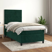 Giroletto a Molle con Materasso Verde Scuro 90x190 cm Vellutocod mxl 75842