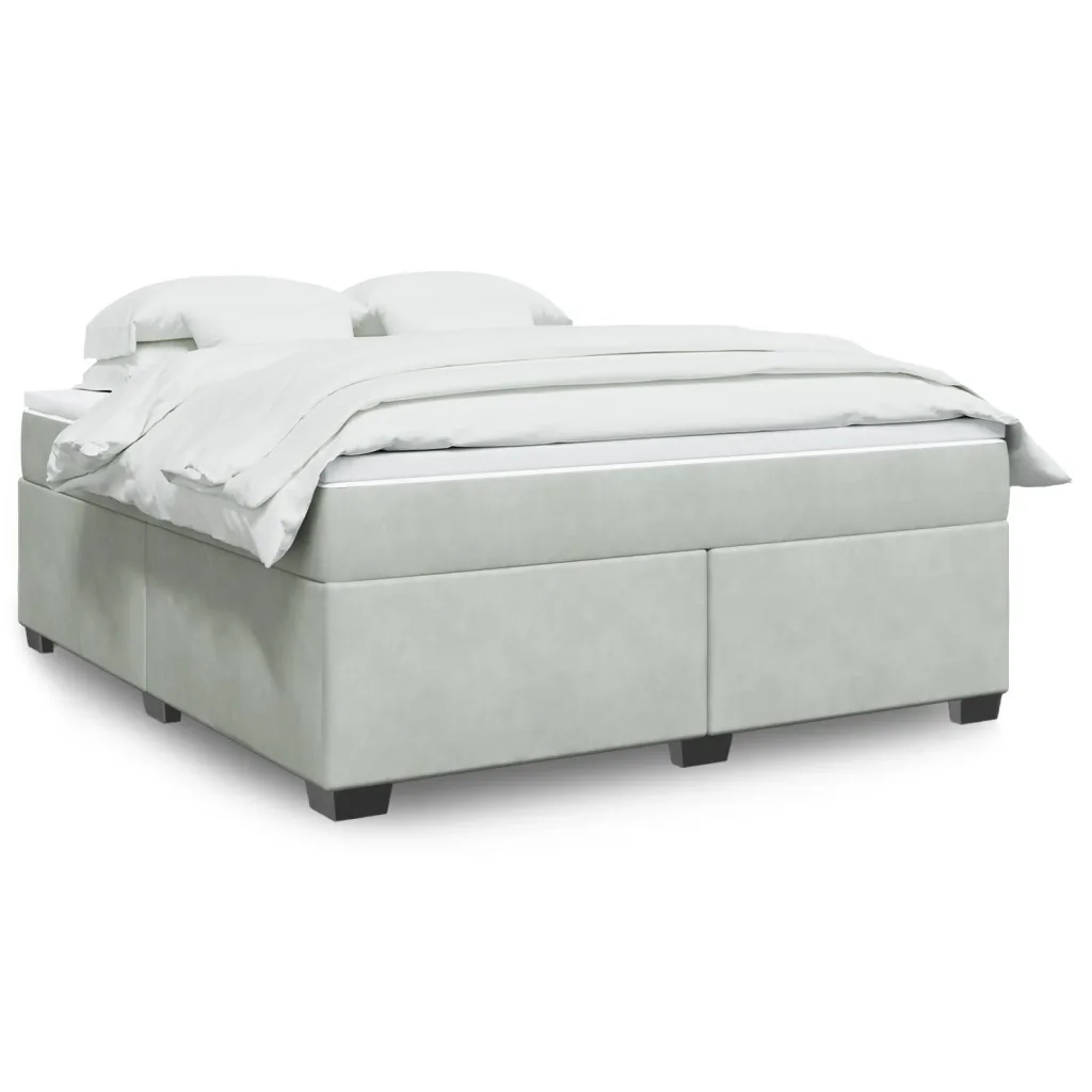 Giroletto a Molle con Materasso Grigio Chiaro 180x200cm Velluto