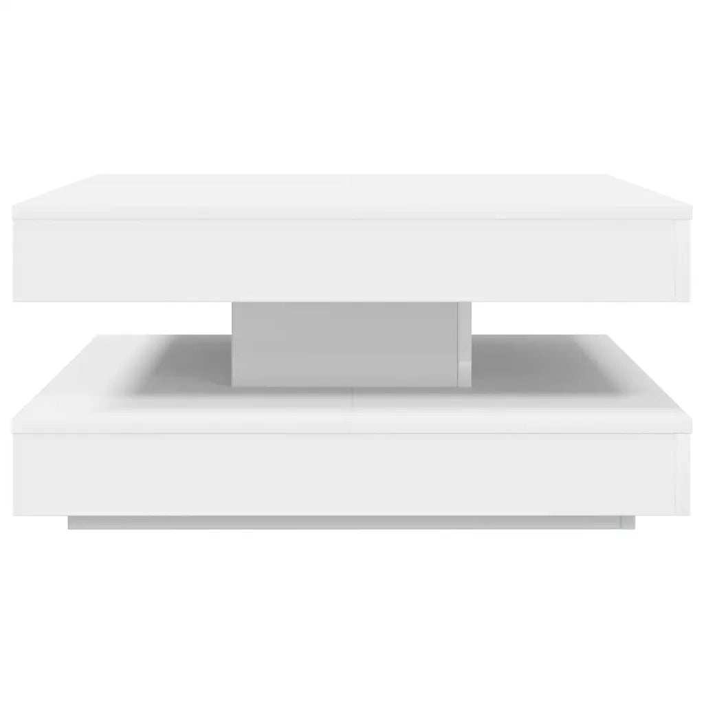 Tavolino da Caff¨¨ Girevole a 360 Gradi-Tavolino da soggiorno Bianco 70x70x34,5 cm