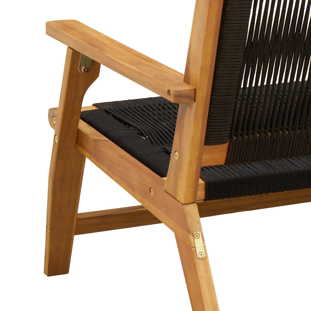 Panchina da giardino nera 76x122x73 cm legno massello di acacia