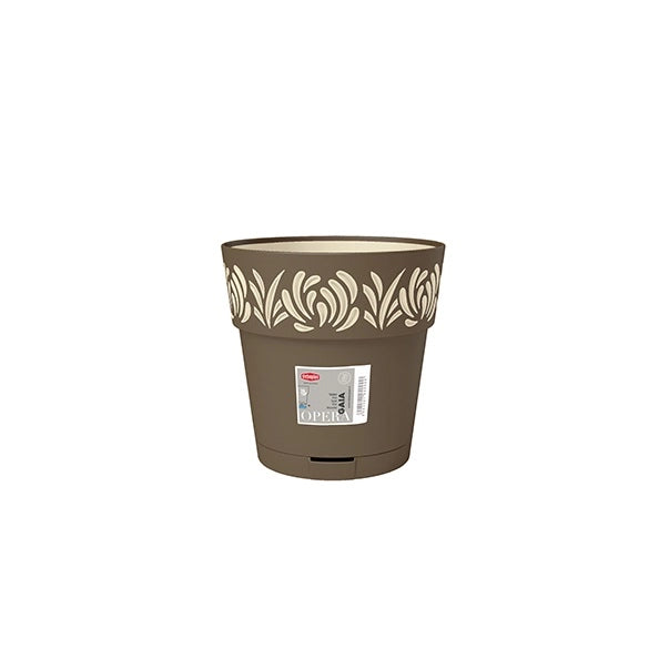 Vaso da Giardino Tondo Opera Gaia Tortora e Vanilla 15 x 15 cm Stefanplast