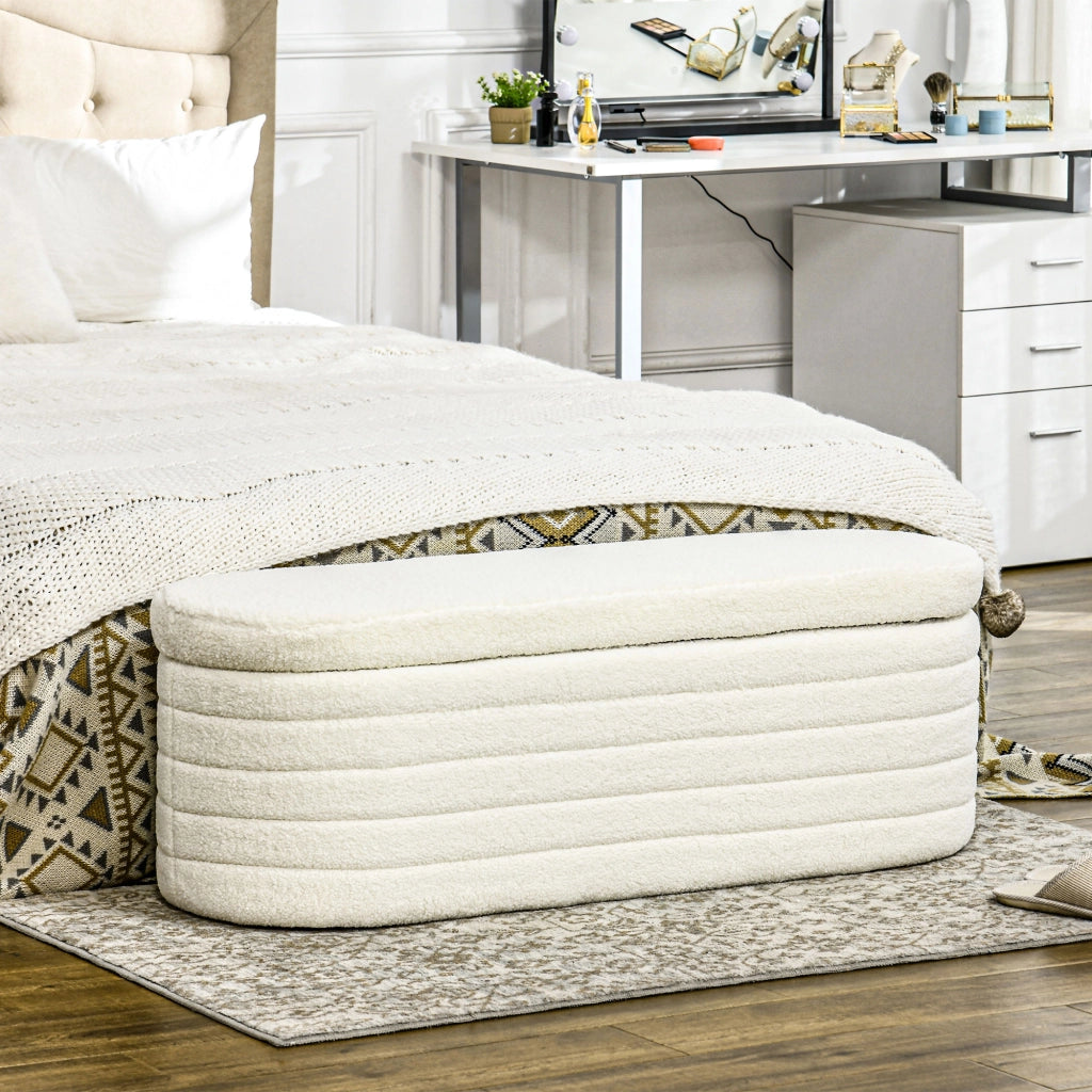Letto contenitore imbottito in velluto ¨C Zephmum ¨C 116x41x40,5 cm, crema