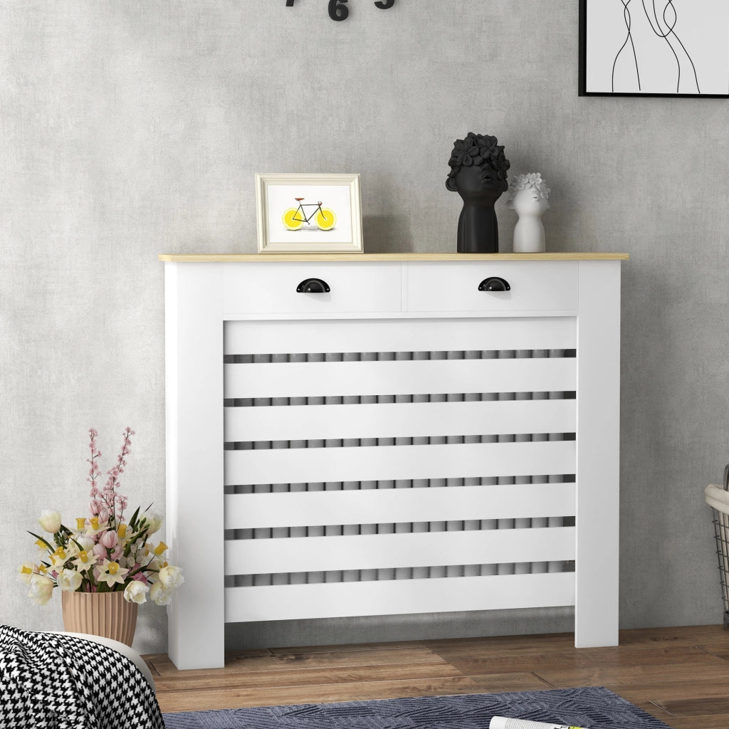 Copriradiatore con 2 cassetti in legno ¨C zephmum ¨C 111x19.5x95.5 cm bianco