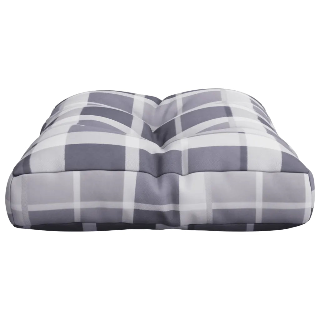 vidaXL Cuscino per Pallet a Quadri Grigi 50x40x12 cm in Tessuto