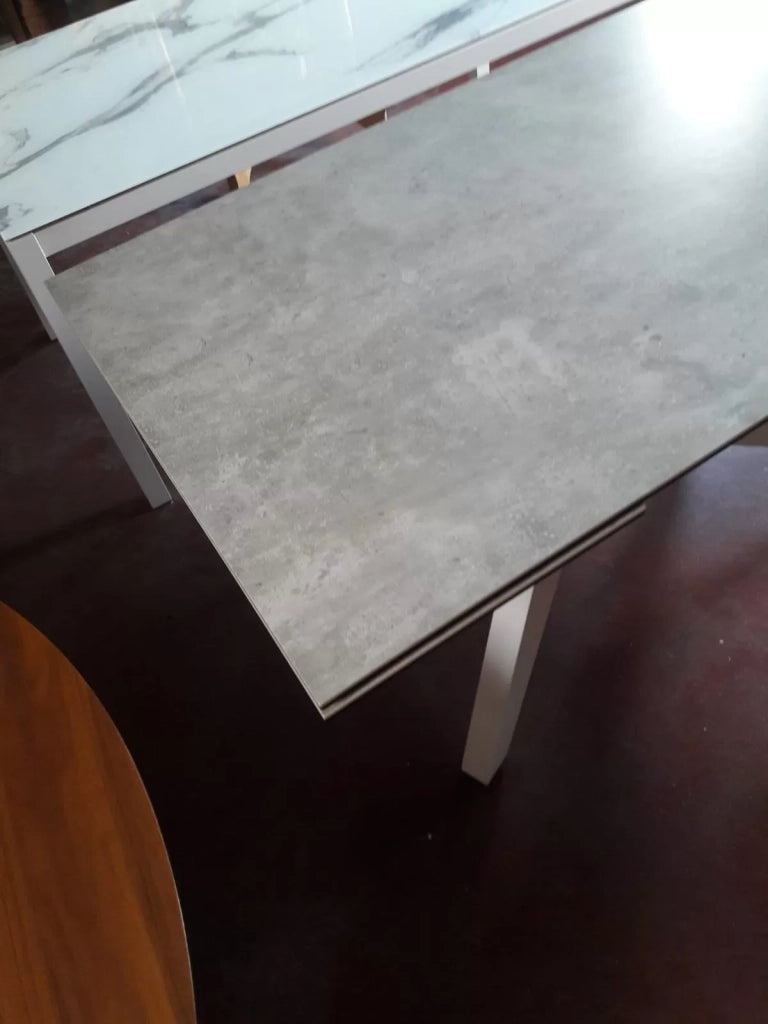 Tavolo big table piano vetro ceramica finitura beton misura l.160 p.90 h.76(aperto 240 cm) (01) - Mobili 2G