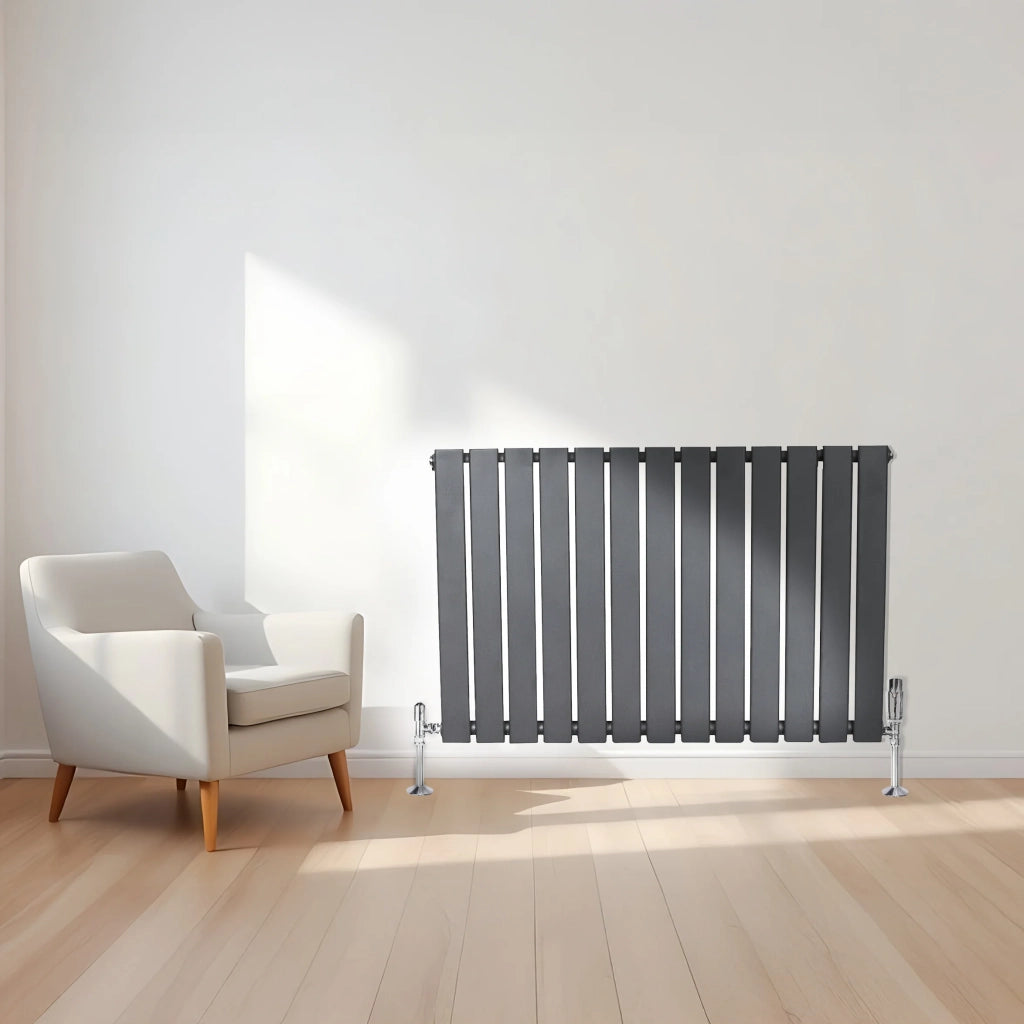 Radiatore Orizzontale Design Piatto Colonna Singola Antracite 600x910 mm