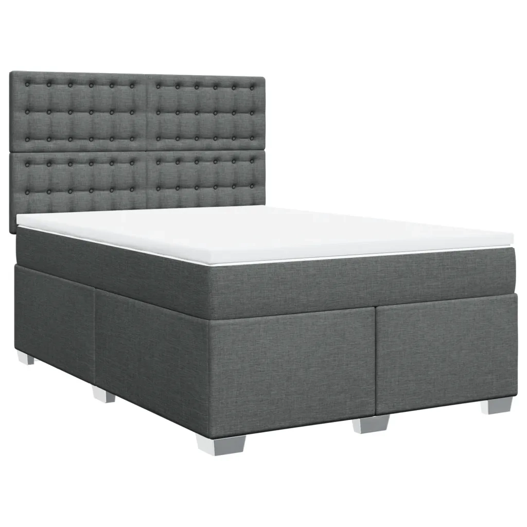 Giroletto a Molle con Materasso Grigio Scuro 140x200cm Tessuto