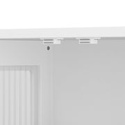 Pensile da Bagno a Parete con 3 Ante; Vetro Cannelato e Portasalviette; in MDF; Bianco; 88×26×82;5 cm
