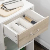 Carrello da Cucina con Ruote Girevoli a 360°, Scaffali con Barriere, 65 x 39 x 80 cm, Bianco