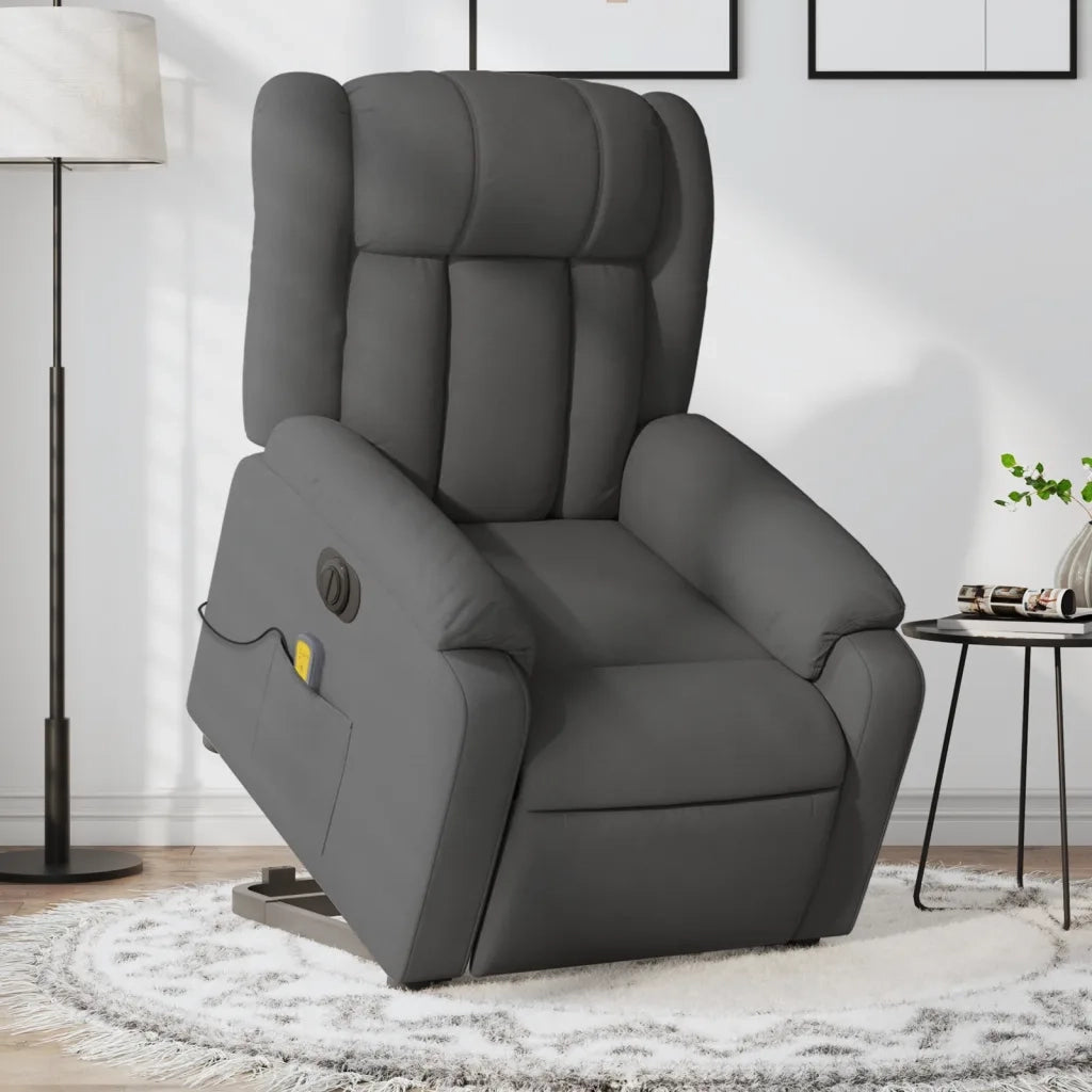 Poltrona Alzapersona Massaggi Elettrica Grigio Scuro Tessuto 3205353