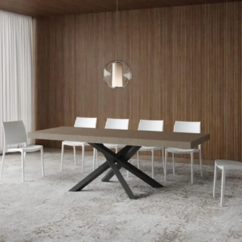 Tavolo allungabile 140/244x90 cm Volantis Premium tortora gambe antracite