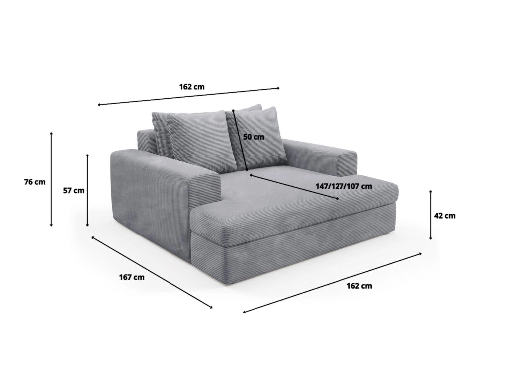 Comazzo, Divano Fisso 2 Posti Cuscini Sfoderabili, 162x167x86h cm Grigio Chiaro