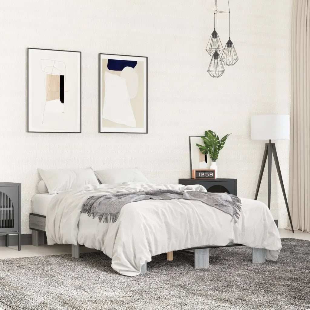 Giroletto-Struttura Letto Grigio Sonoma 140x200 cm in Legno Multistrato Metallo 523965