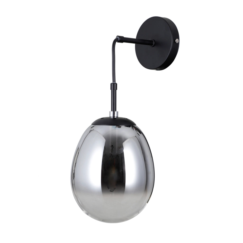 Applique moderna nera vetro fumé 1xE14 Italux Meolo