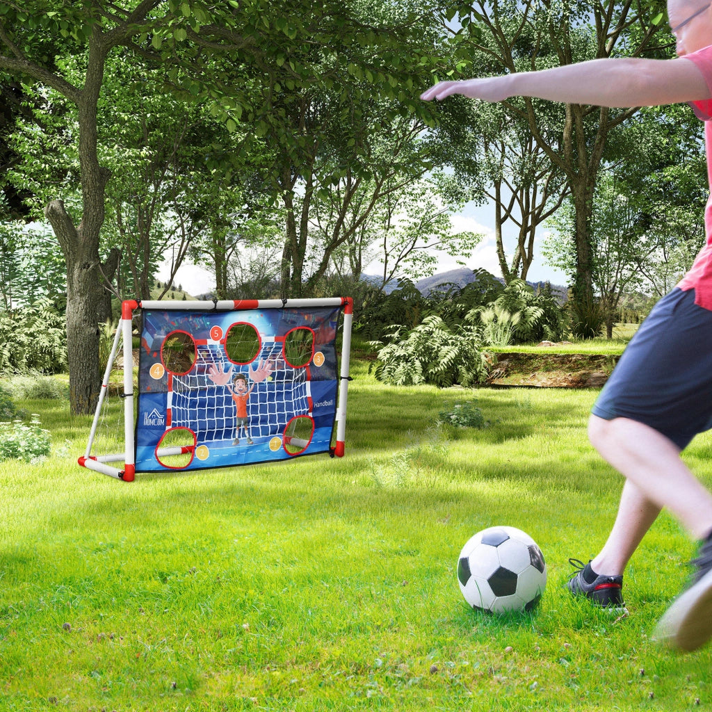 Porta da Handball per Bambini con 5 Zone Bersaglio e Pallone ¨C zephmum ¨C 116x48x76 cm Bianco