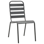 Sedie da giardino 4 pz | Sedie da Esterno Design a Doghe in Acciaio Grigio Scuro