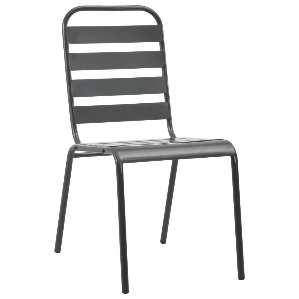 Sedie da giardino 4 pz | Sedie da Esterno Design a Doghe in Acciaio Grigio Scuro
