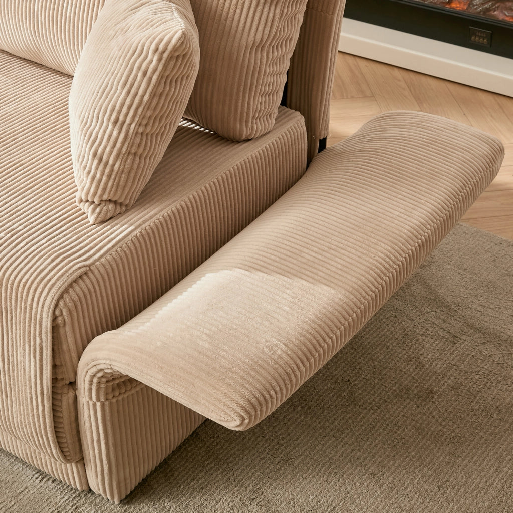 Divano convertibile in tessuto con funzione letto e cuscini imbottiti per soggiorno ufficio e studio beige