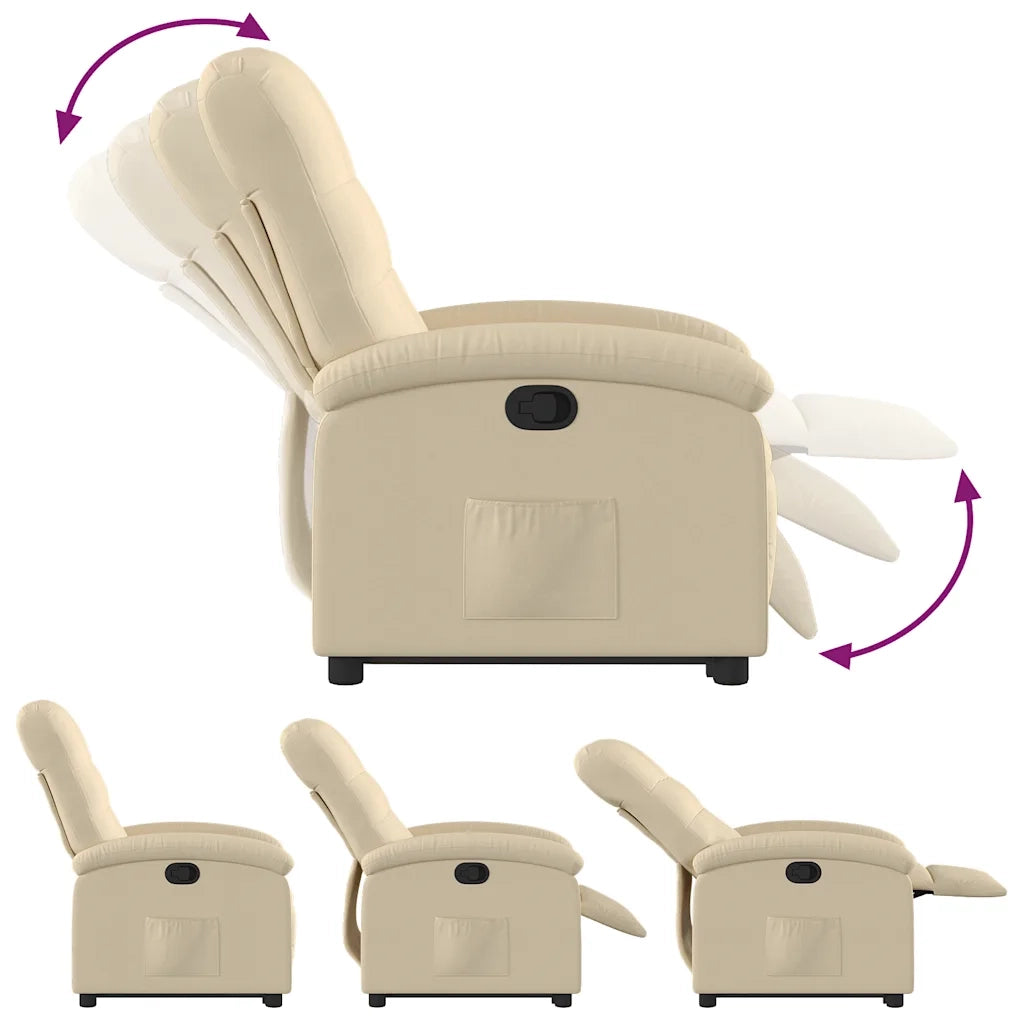 Poltrona | Sedia Relax Alzapersona Reclinabile Crema in Tessuto