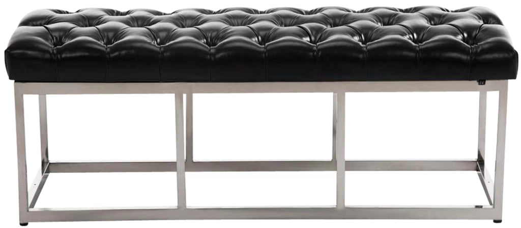 Panca Amun in similpelle e acciaio nero,120 cm
