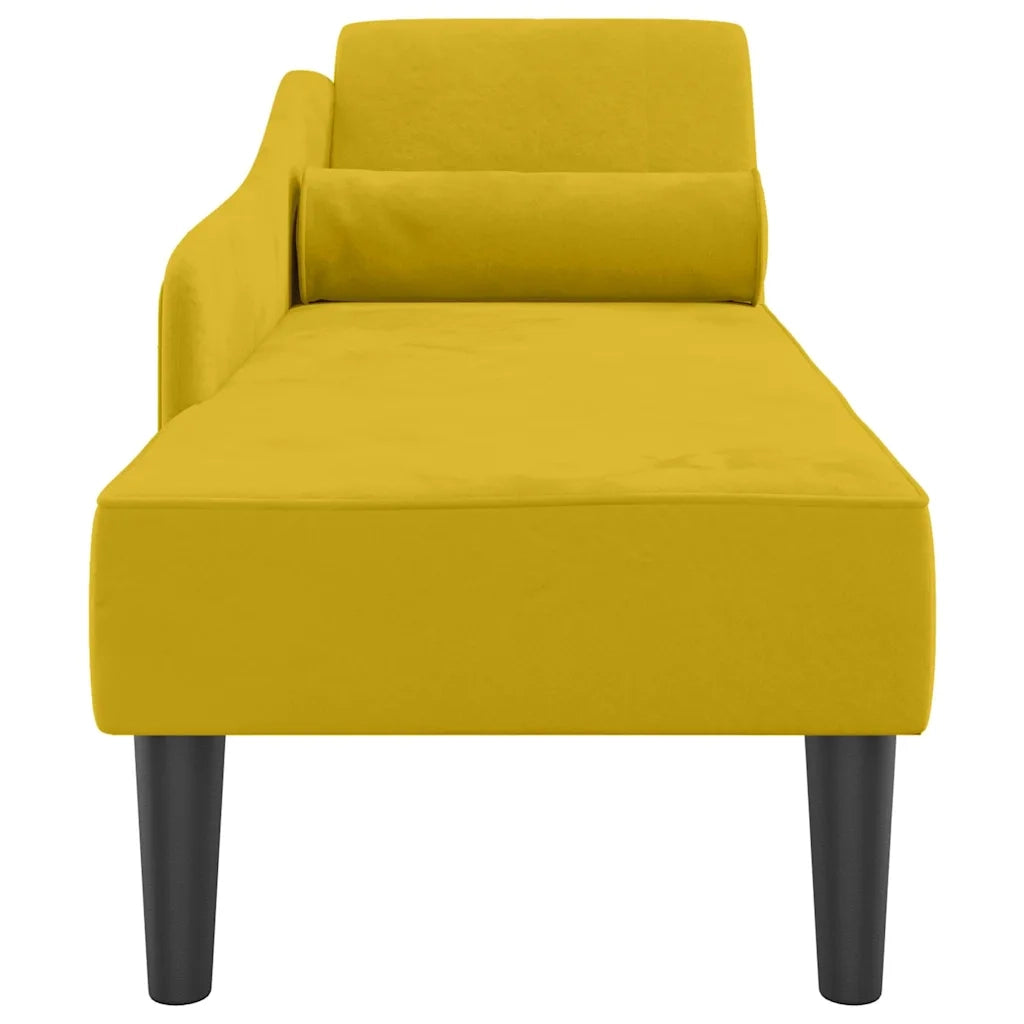 Chaise Longue con Cuscini Giallo in Velluto
