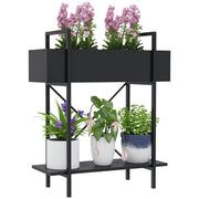 Portapiante 2 livelli ¨C zephmum ¨C metallo, nero, 60x25x70 cm
