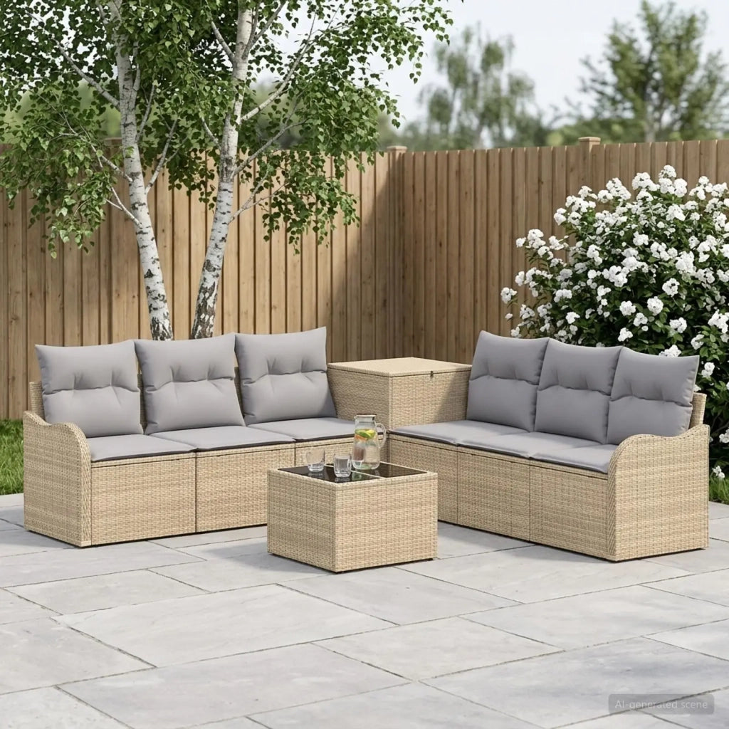 Set di divani 8 pz Beige e Grigio Chiaro 3448069