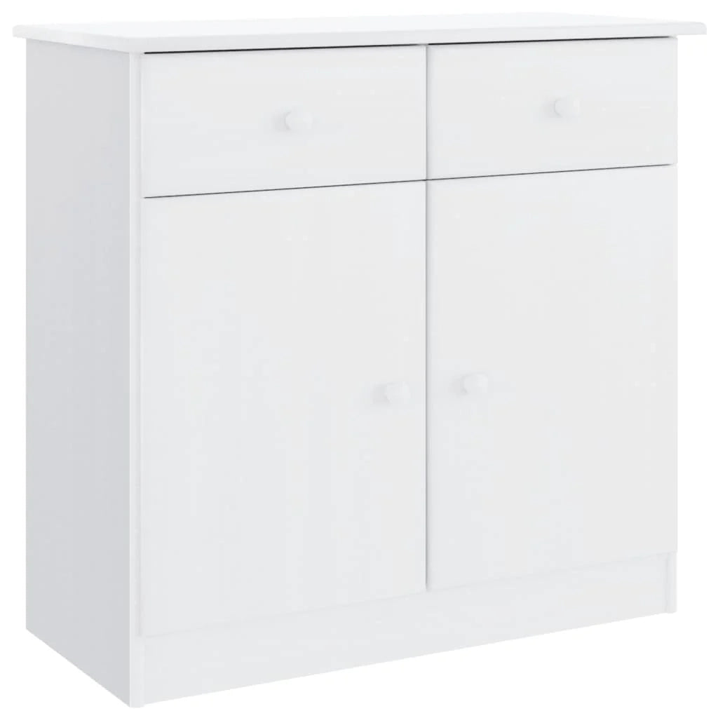 ALTA 77 x 35 x 73 cm Credenza in legno massello di pino bianco cassettiera mobile contenitore organizer per cucina soggiorno salotto