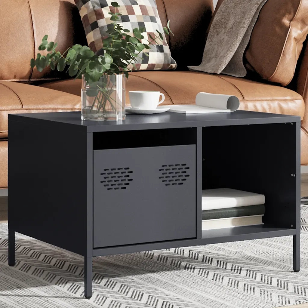 Tavolino Antracite 68,5x50x43,5 cm in Acciaio Laminato a Freddo 851282