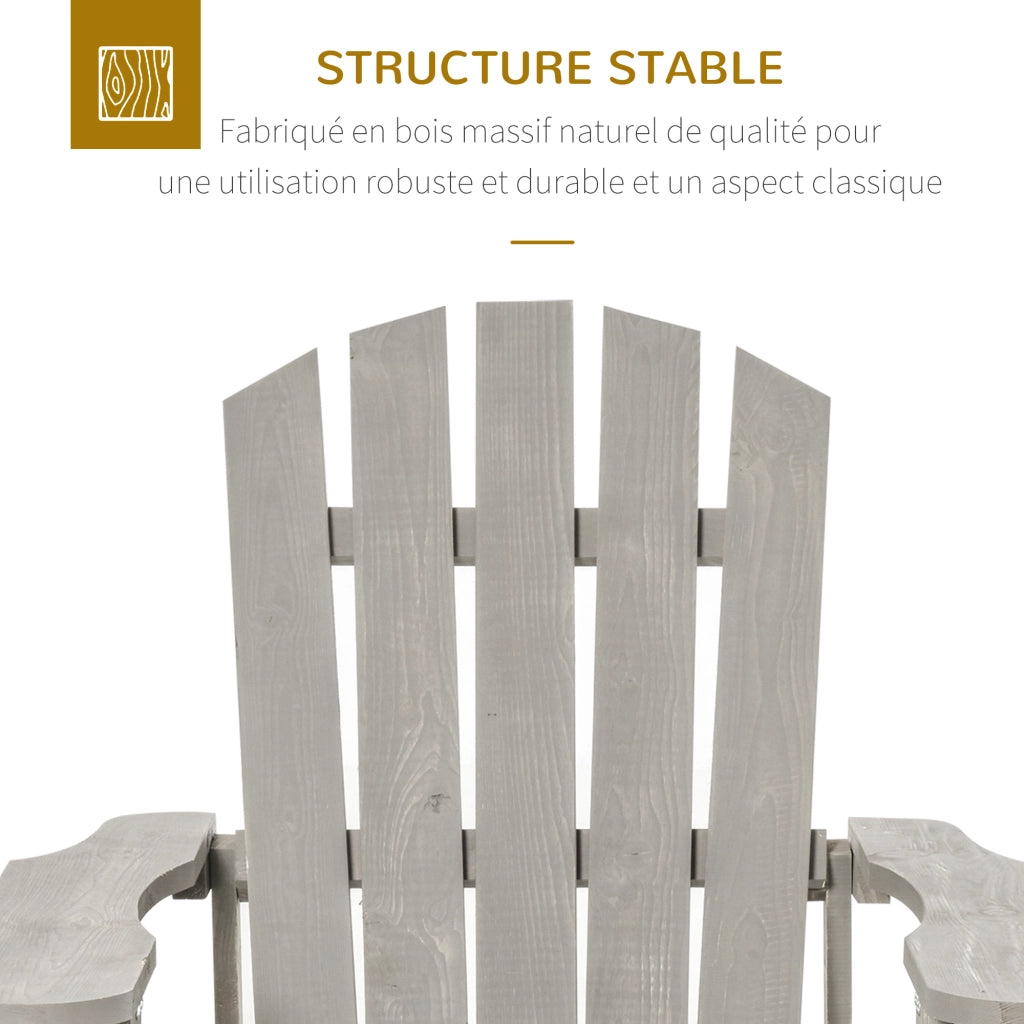 Poltrona Adirondack in Legno Massello di Abete ¨C zephmum ¨C Grigio 78x89x88 cm
