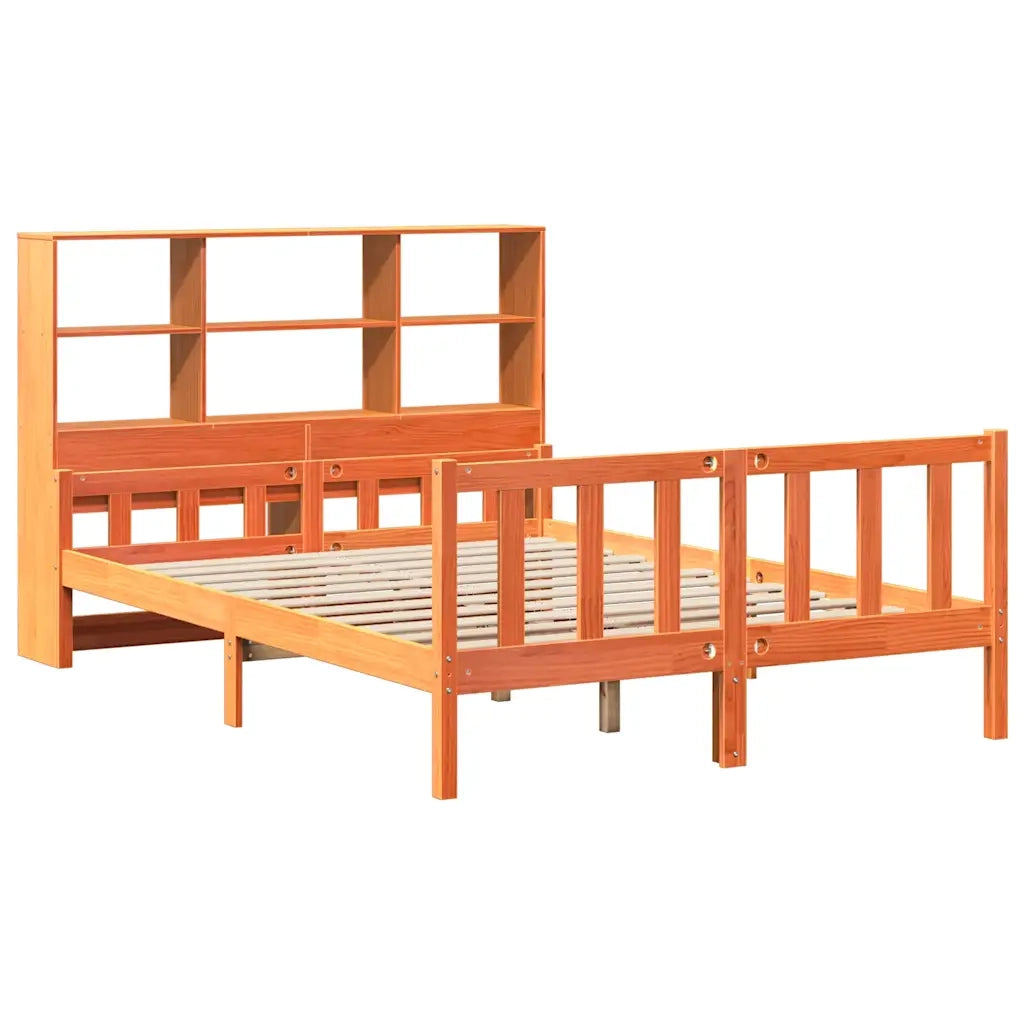 vidaXL Letto Libreria senza Materasso Marrone Cera 150x200 cm Legno