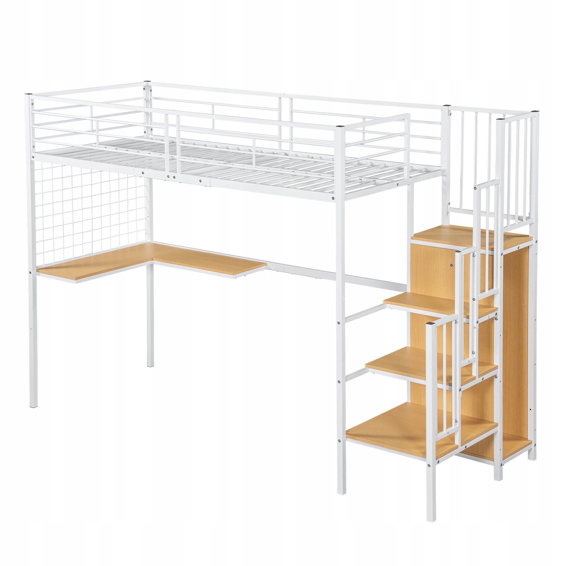 Letto a castello con scrivania e armadio - Xylo - 90x200, bianco