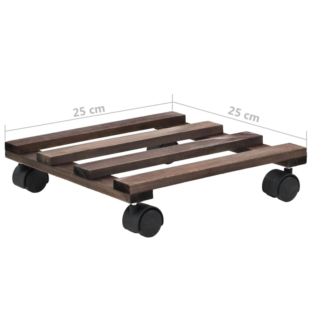 Portavasi con ruote in legno di cedro set da 4 25 x 25 cm marrone 02_0045189