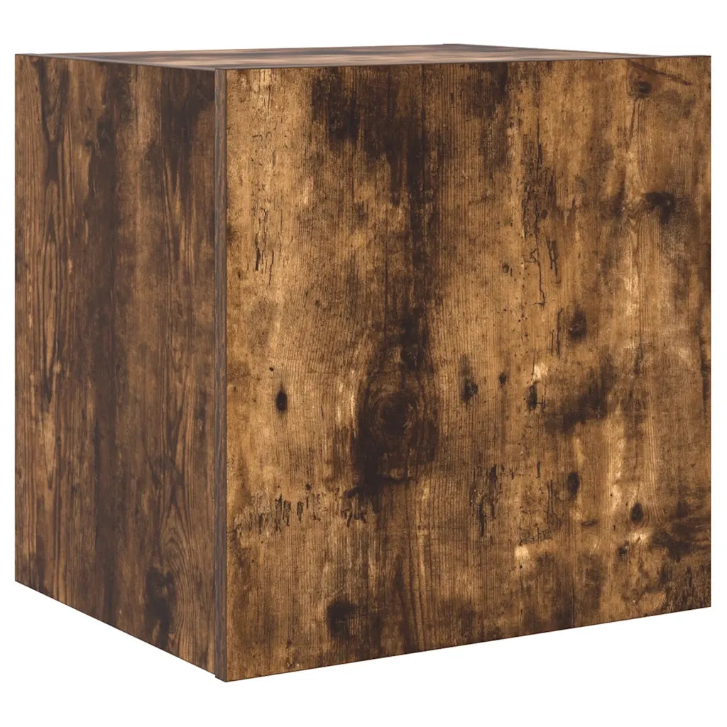 Mobile TV a Parete con Luci LED Rovere Fumo 40,5x35x40 cm 837254