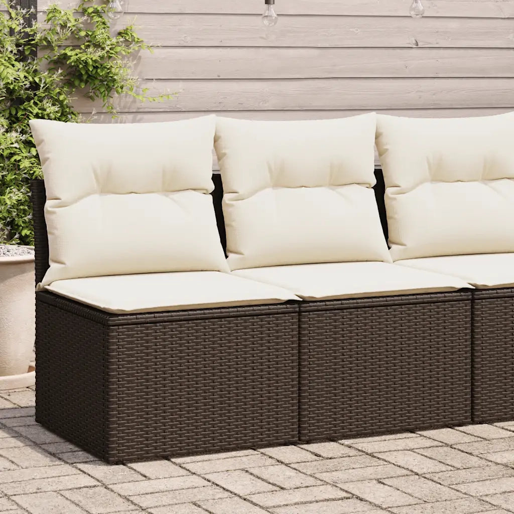 vidaXL Set Divano Giardino 4 pz con Cuscini Marrone Polyrattan Acacia