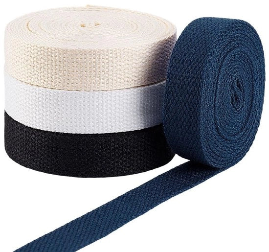 Nastro di tessuto pesante a singolo filo 18,3 m - Lint di cotone - Nastro per cucito - Cotone poli - Artigianato DIY - 4 rotoli in 4 colori