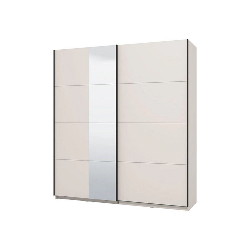 Armadio Camera da Letto Porlezza, Guardaroba Grande Appendiabiti, 195x217.5h cm Bianco Crema