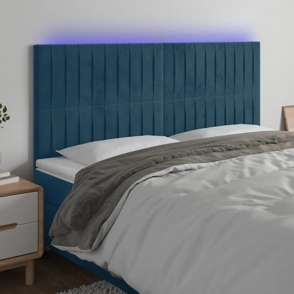 Testiera a LED-Testata con LED Blu Scuro 200x5x118/128 cm in Velluto 471670