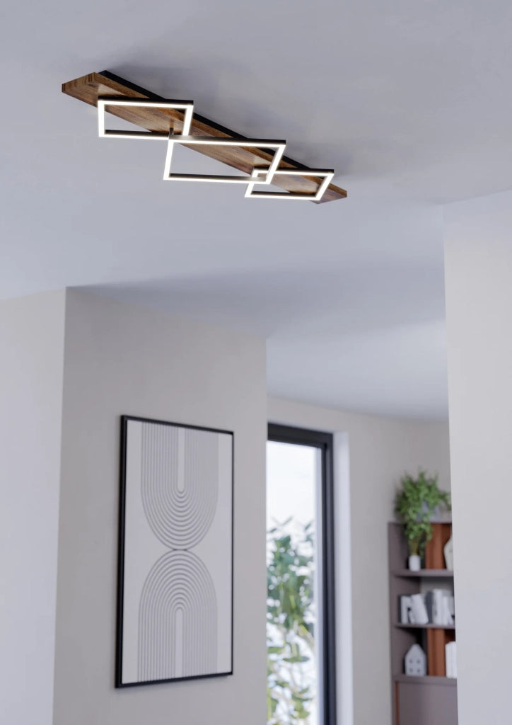 Plafoniera Rustica Country Boyal Metallo Nero 3 Luci Led 42W 3500+2200Lm Ip20