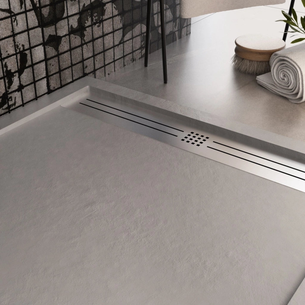 Piatto doccia in marmoresina grigio chiaro effetto pietra cemento relax, misura 80x120