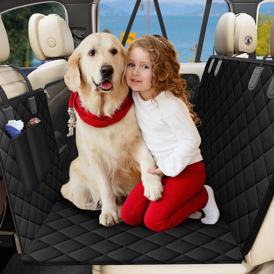 Autodeken per sedile posteriore per cane, protezione per sedile posteriore, protezione per lato del cane e finestrino di visuale, impermeabile, autodeken per cane con superficie antiscivolo, dimensioni 137 x 147 cm