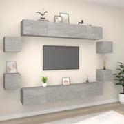 Set Mobili Porta TV 8pz-Set di 8 Credenza per TV Grigio Cemento in Legno Multistrato 192682