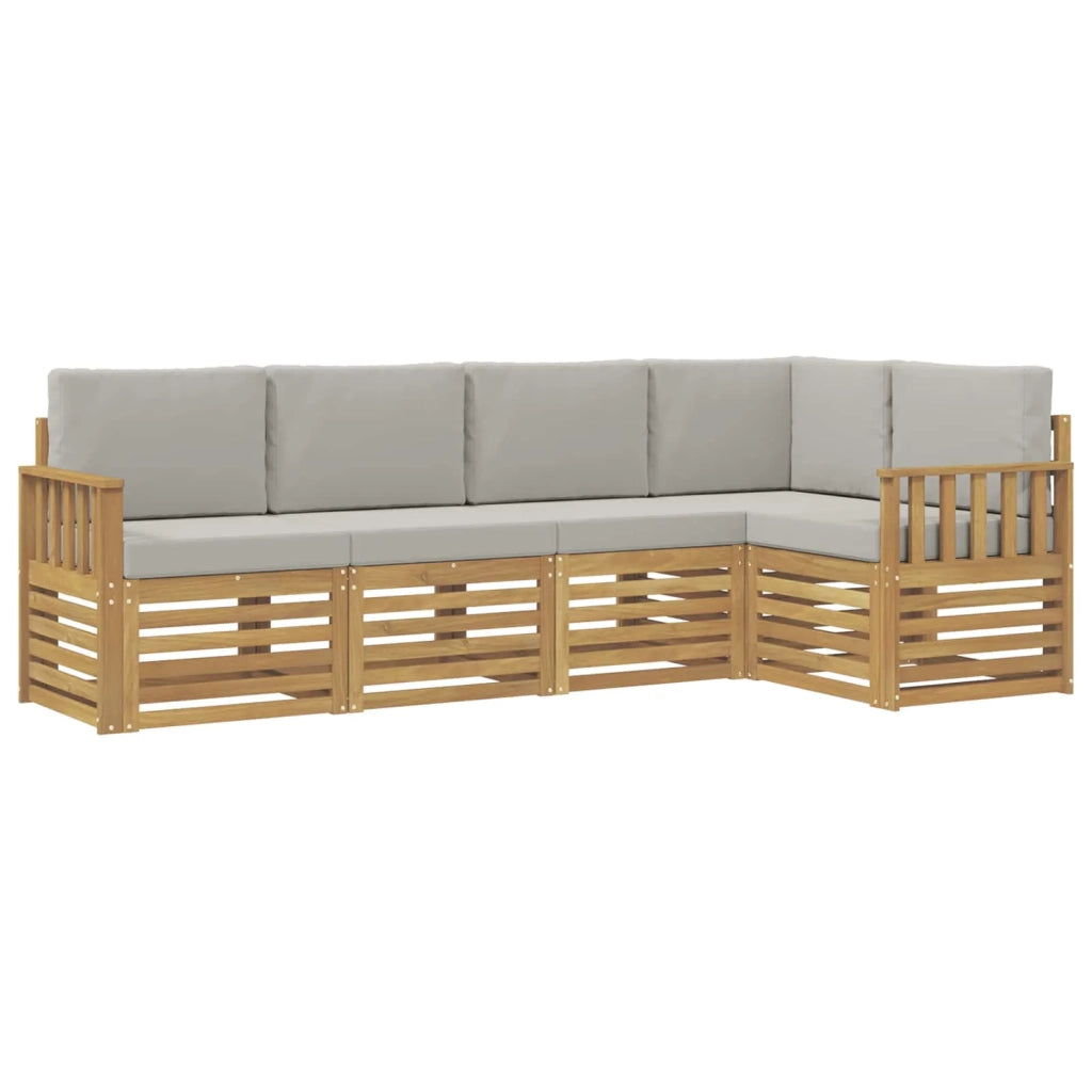 Set di divani da esterno 5 pcs Bianco e Grigio Chiaro