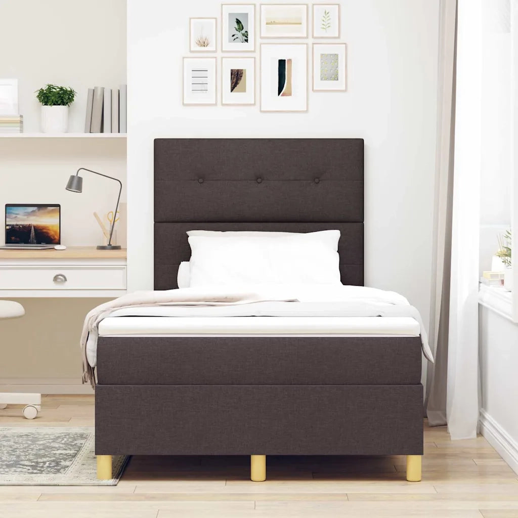 Letto a molle con materasso Marrone Scuro 120 x 190 cm Tessuto 3343085