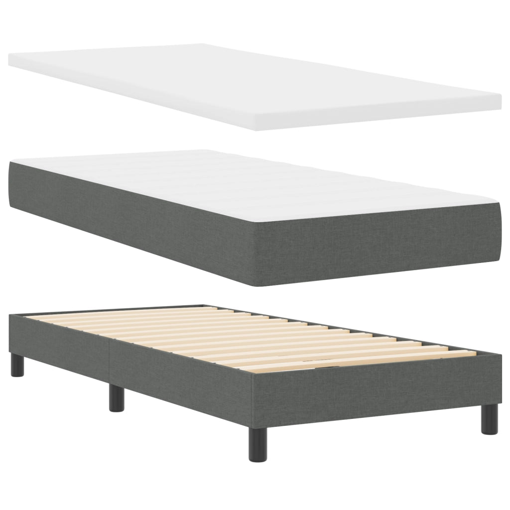 Letto con Box Spring e Materasso & LED Grigio Scuro 90x200 cm Tessuto