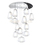 SOSPENSIONE CROMO 12 LUCI TONDA VETRI 3X ALPHA + 4X BETA + 5X GAMMA TRASPARENTI 1176CR-S12 T ABG-TR