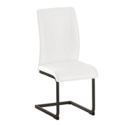 Set di 2 sedie da pranzo con schienale ergonomico e piedini antiscivolo in similpelle bianca e metallo nero