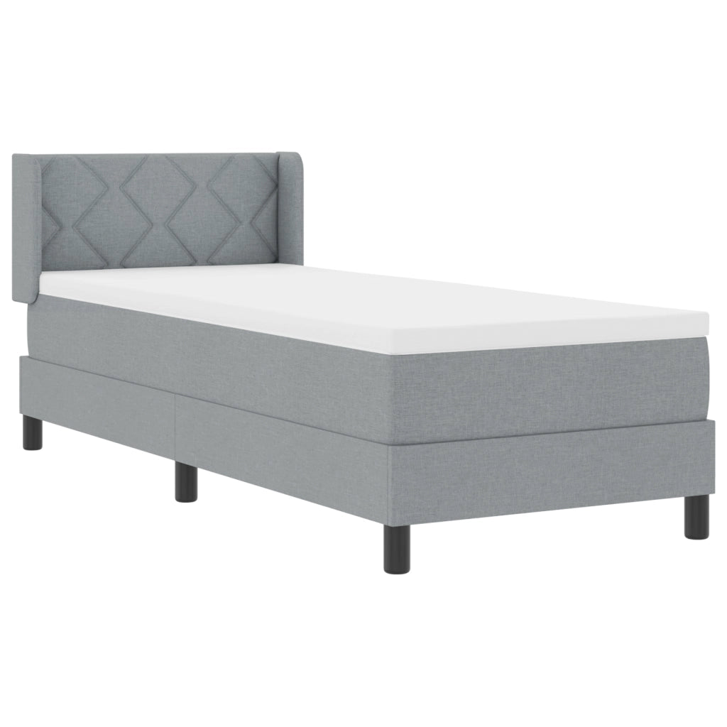 Letto con Box Spring e Materasso Grigio Chiaro 80x200 cm in Tessuto