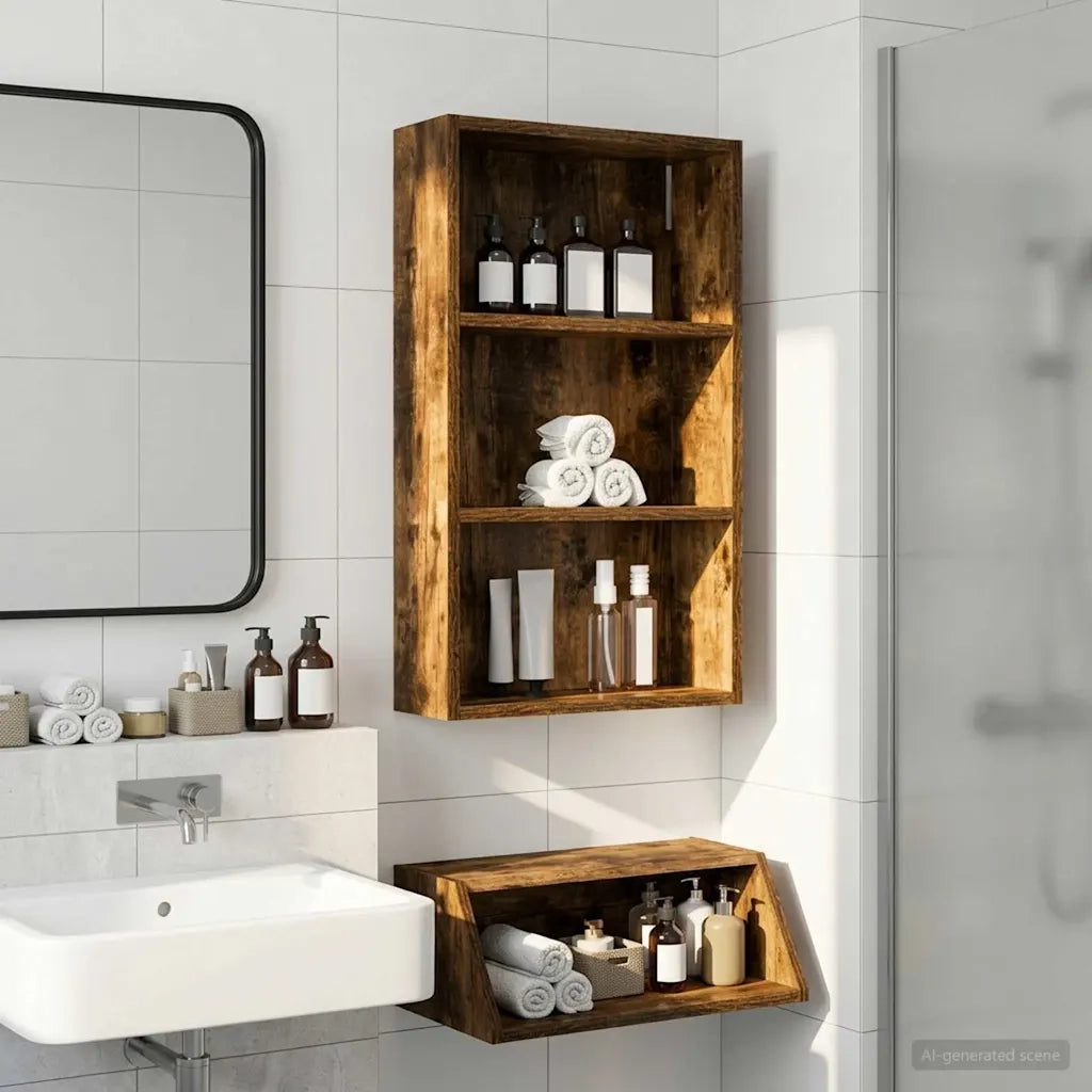 Armadio da bagno a muro Quercia Affumicata 40 x 14 x 70 cm